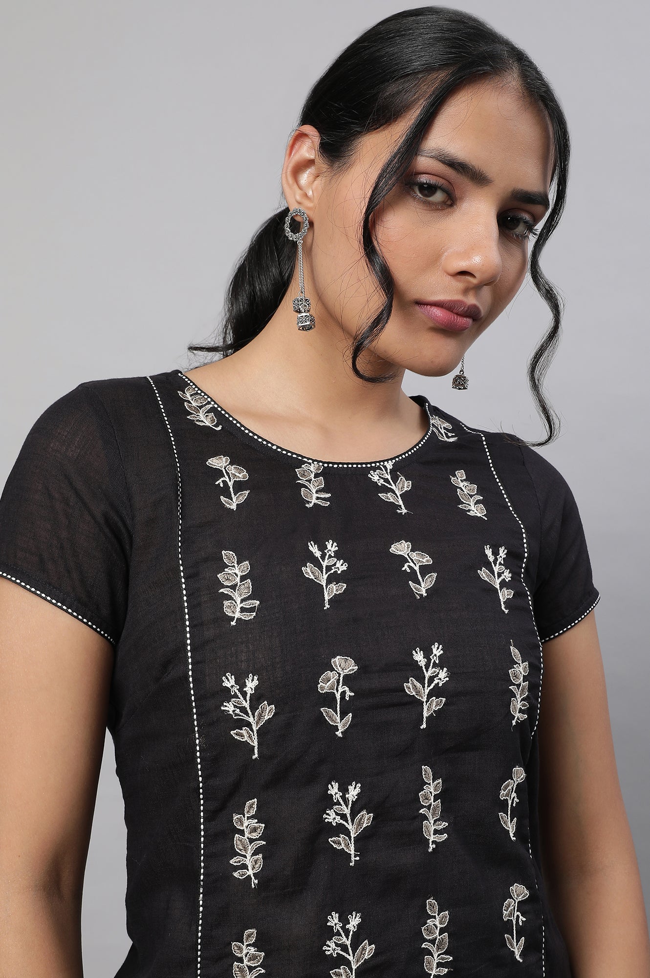 Black Embroidered kurta &amp; Palazzo Set