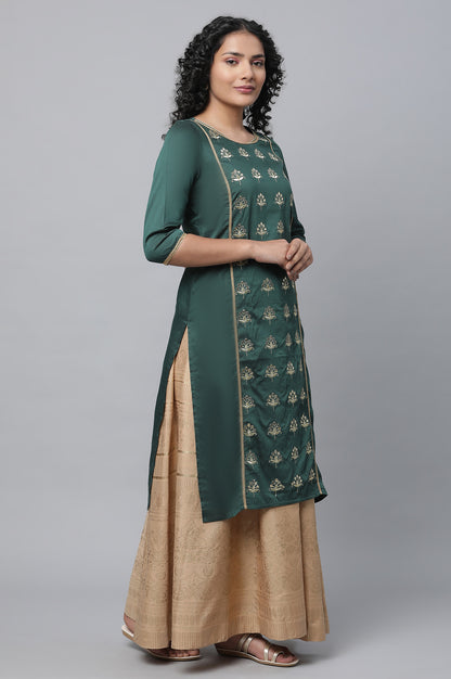 Green Embroidered kurta, Skirt &amp; Dupatta Set