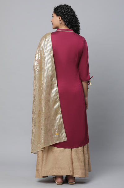 Pink Embroidered kurta, Skirt & Dupatta Set