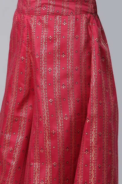 Yellow Foil Printed kurta, Culottes &amp; Dupatta