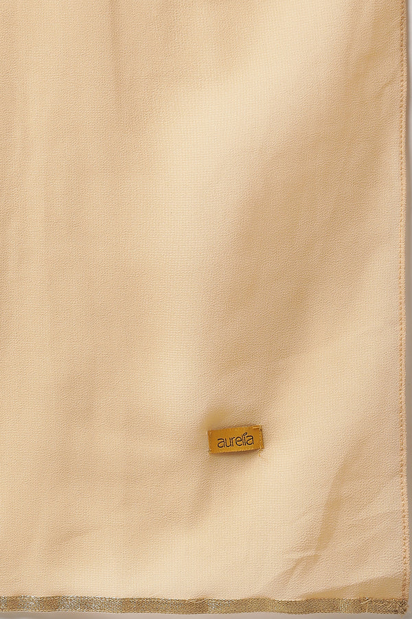 Grey Zari Embroidered Flared kurta, Tights & Dupatta Set