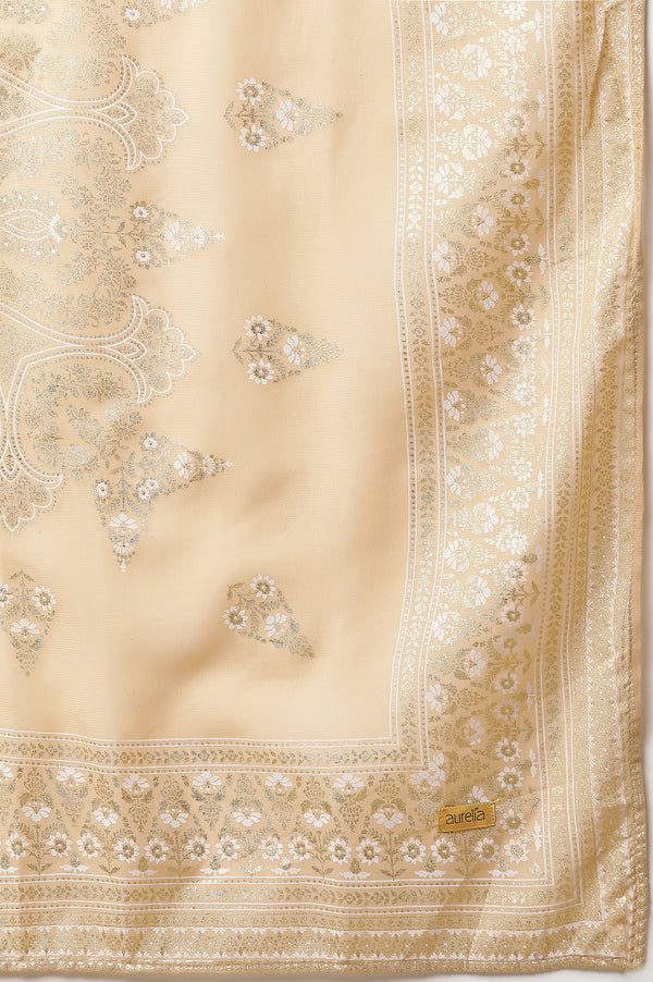 Blue Festive LIVA kurta, Skirt & Dupatta Set