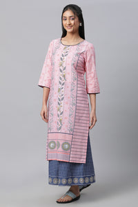 Pink Printed Kurta, Culottes &amp; Dupatta Set