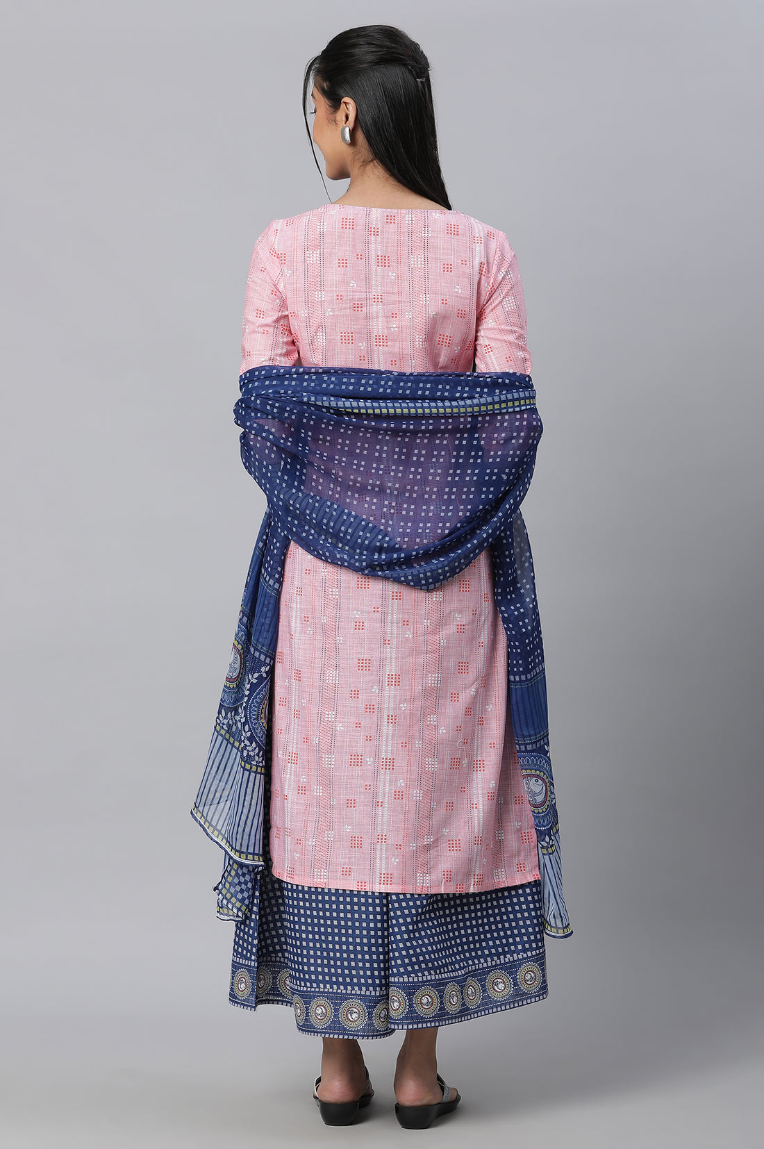 Pink Printed Kurta, Culottes &amp; Dupatta Set