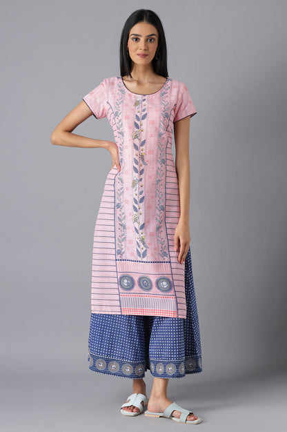 Pink Moder Ethnic Kurta &amp; Culottes Set