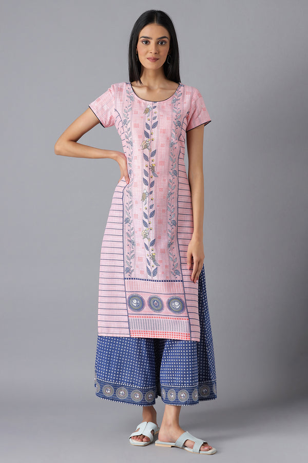 Pink Moder Ethnic Kurta & Culottes Set