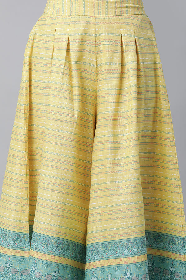 Yellow Printed Kurta, Culottes & Dupatta Set