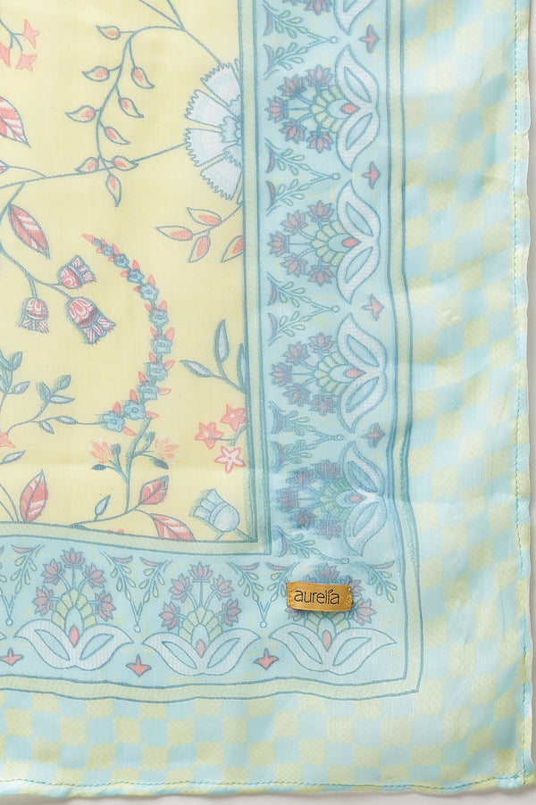 Yellow Printed Kurta, Culottes & Dupatta Set