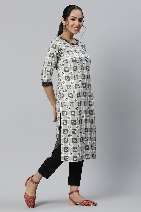 Grey Printed kurta & Trousers Set