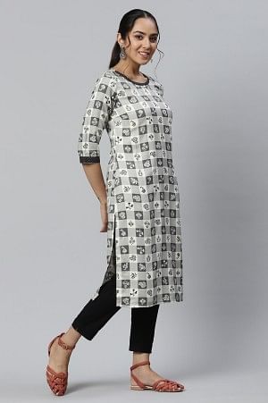 Grey Printed kurta &amp; Trousers Set