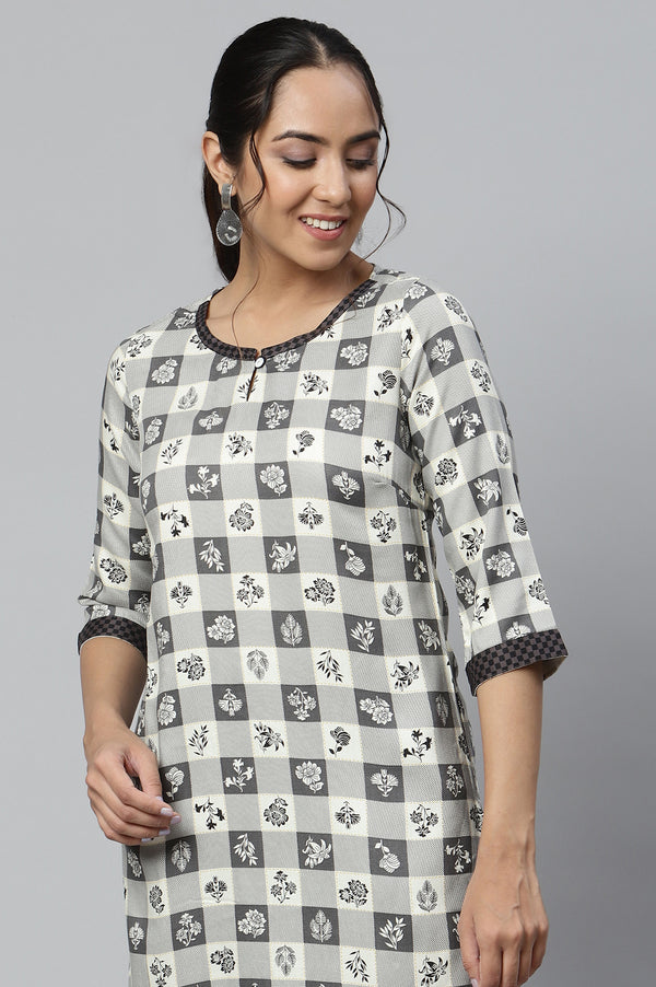 Grey Printed kurta & Trousers Set