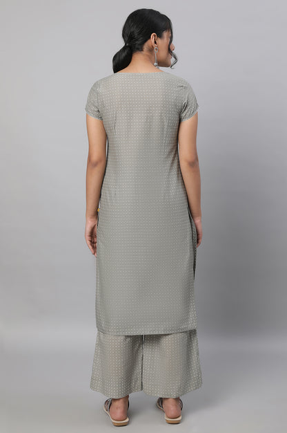 Grey Embroidered kurta &amp; Palazzo Set