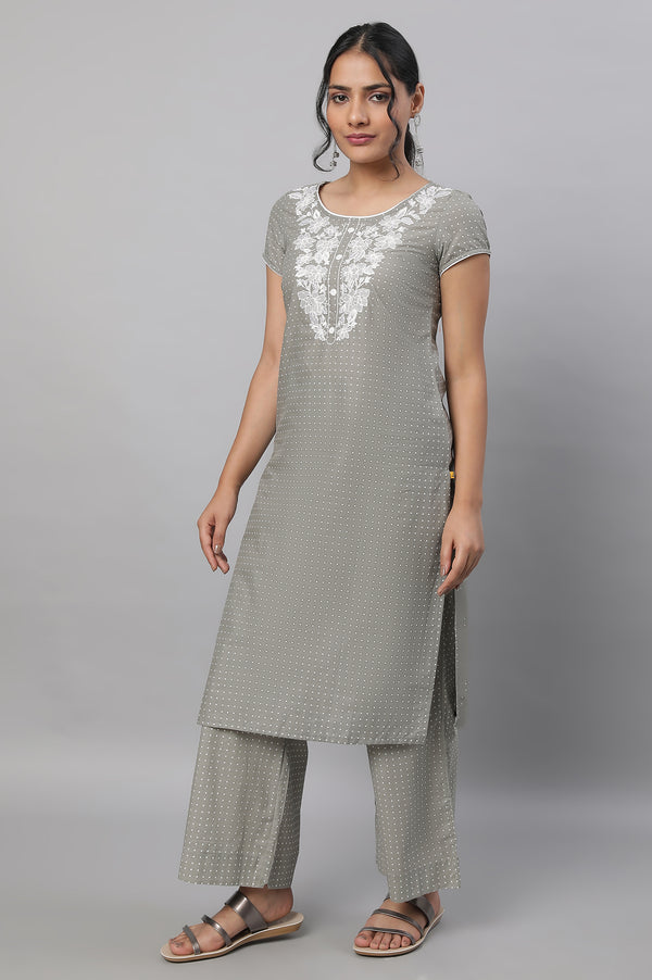 Grey Embroidered kurta & Palazzo Set
