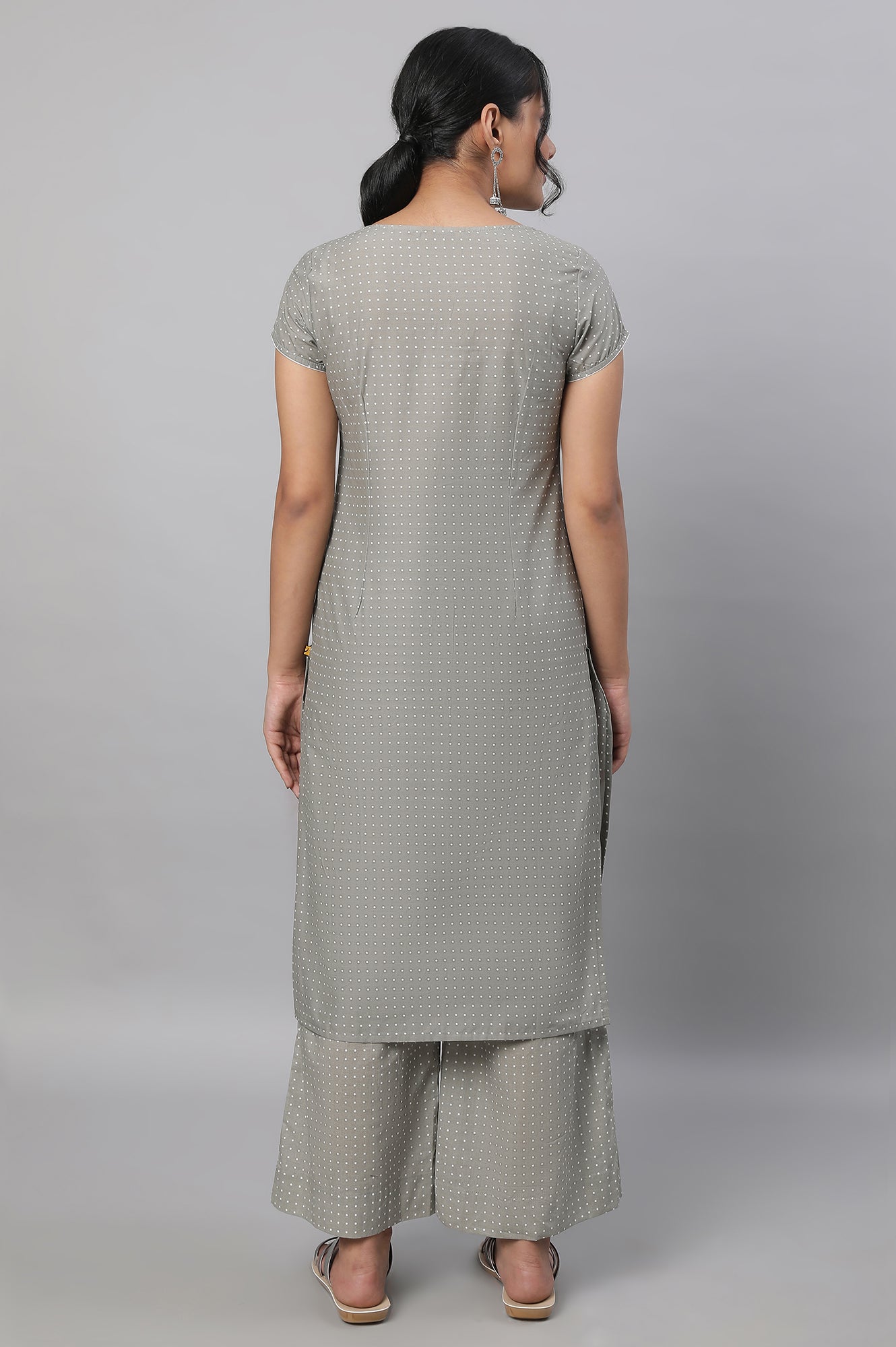 Grey Embroidered kurta &amp; Palazzo Set