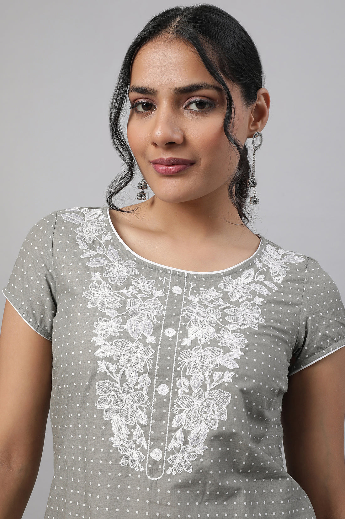 Grey Embroidered kurta &amp; Palazzo Set