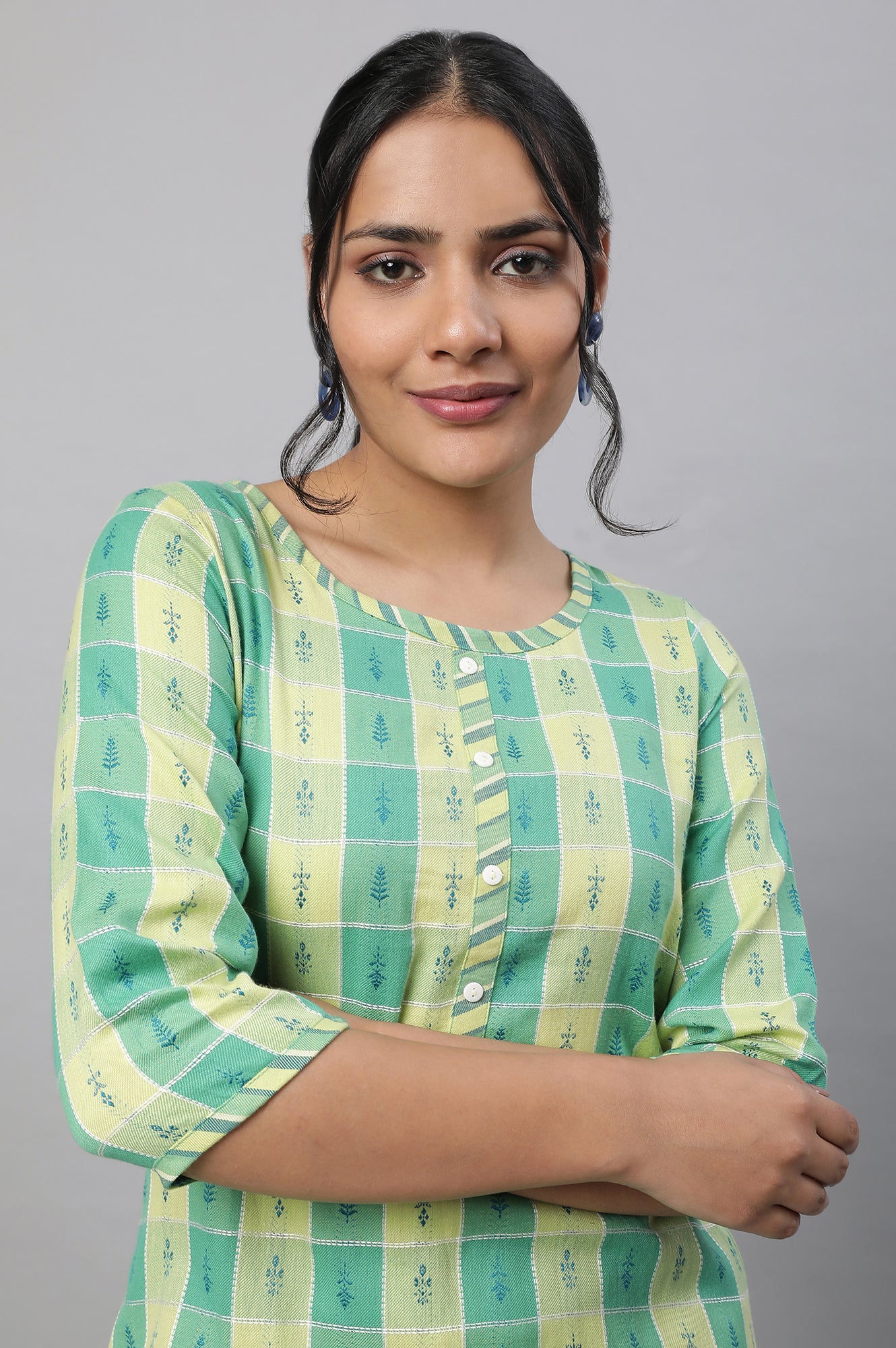 Green Printed kurta &amp; Pants Set