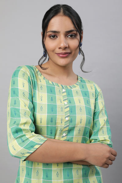 Green Printed kurta & Pants Set