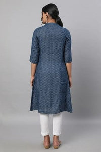 Blue Printed Cotton kurta &amp; Trousers Set