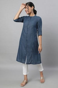 Blue Printed Cotton kurta &amp; Trousers Set