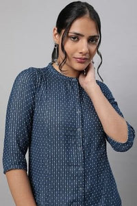 Blue Printed Cotton kurta &amp; Trousers Set