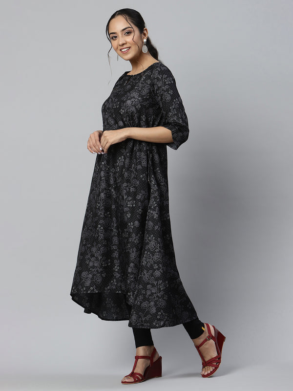 Blue Flared kurta & Tights Set