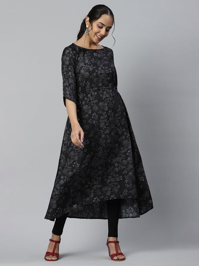 Blue Flared kurta & Tights Set