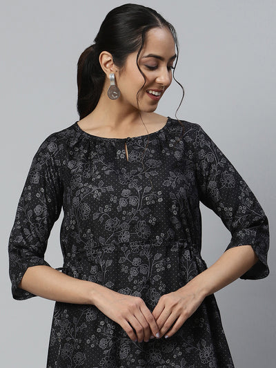 Blue Flared kurta & Tights Set