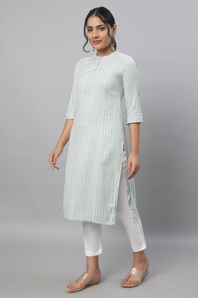 Green Stripe Print kurta & Trousers Set