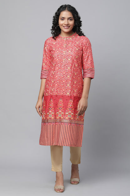 Red Floral Print kurta &amp; Trousers Set