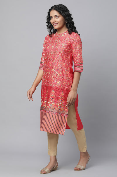 Red Floral Print kurta & Trousers Set