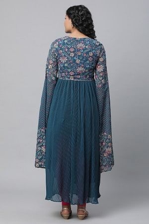 Blue Floral Printed Fairy kurta &amp; Tights Set