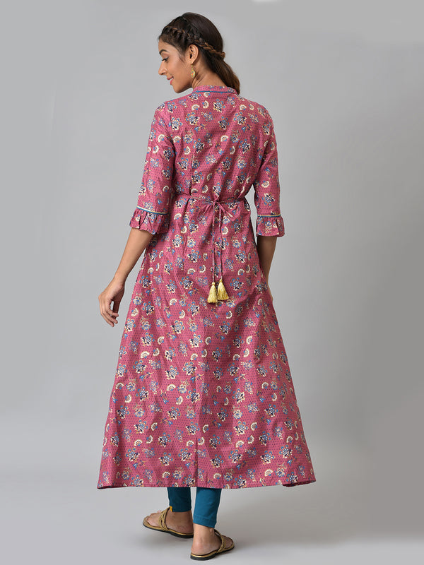 Pink Heavy Embellished kurta & Tights Set