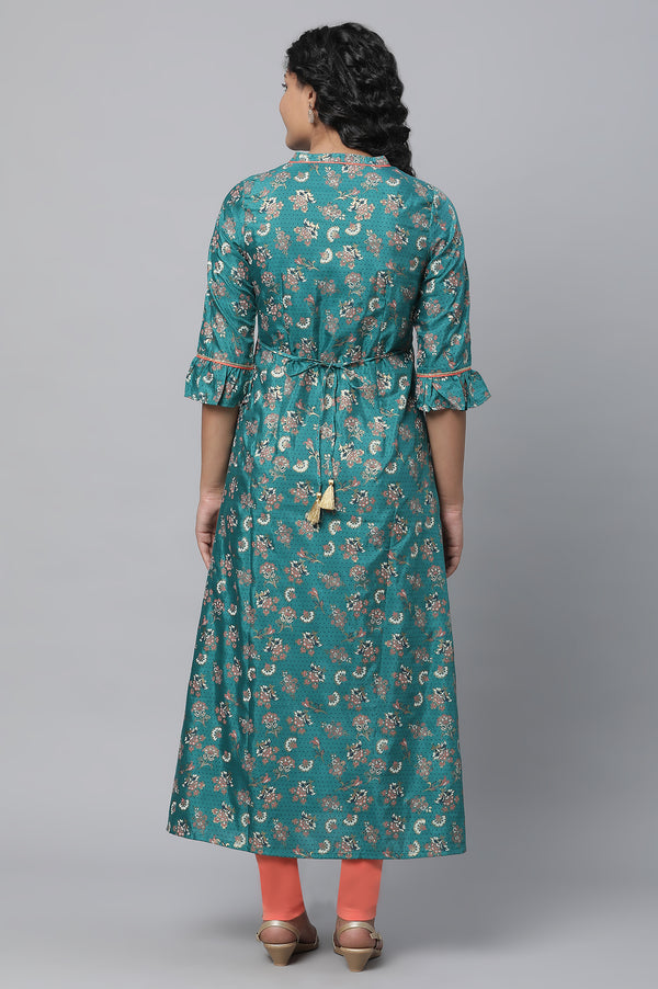 Green Heavy Embellished kurta & Tights Set