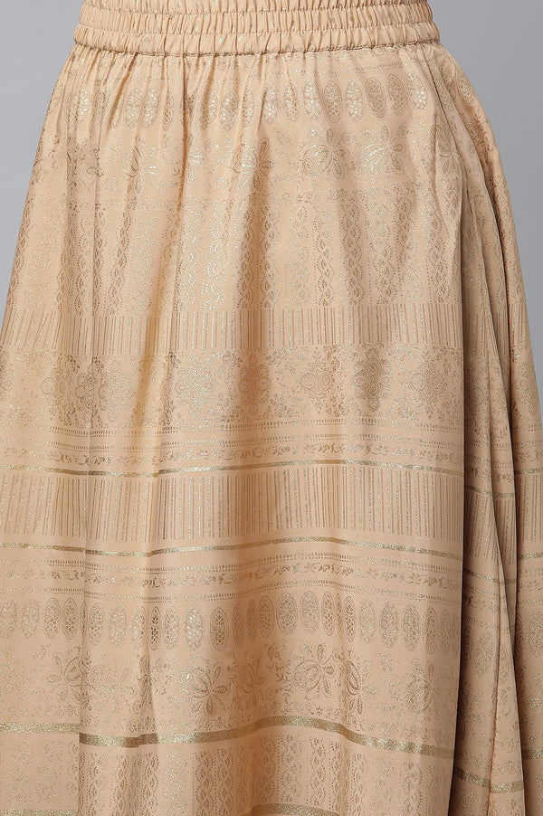 Elleven Women's Pink Foil Printed kurta & Skirt Set