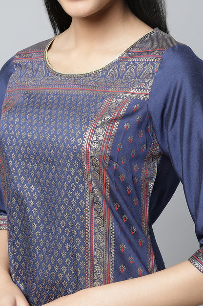 Navy Blue Printed kurta Set