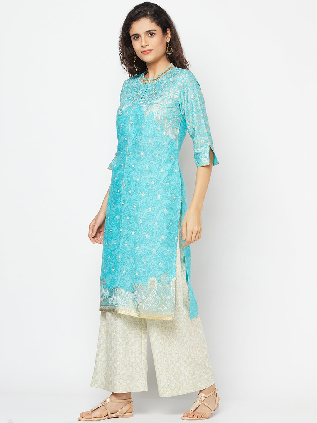 Blue Festive kurta and Palazzo Set