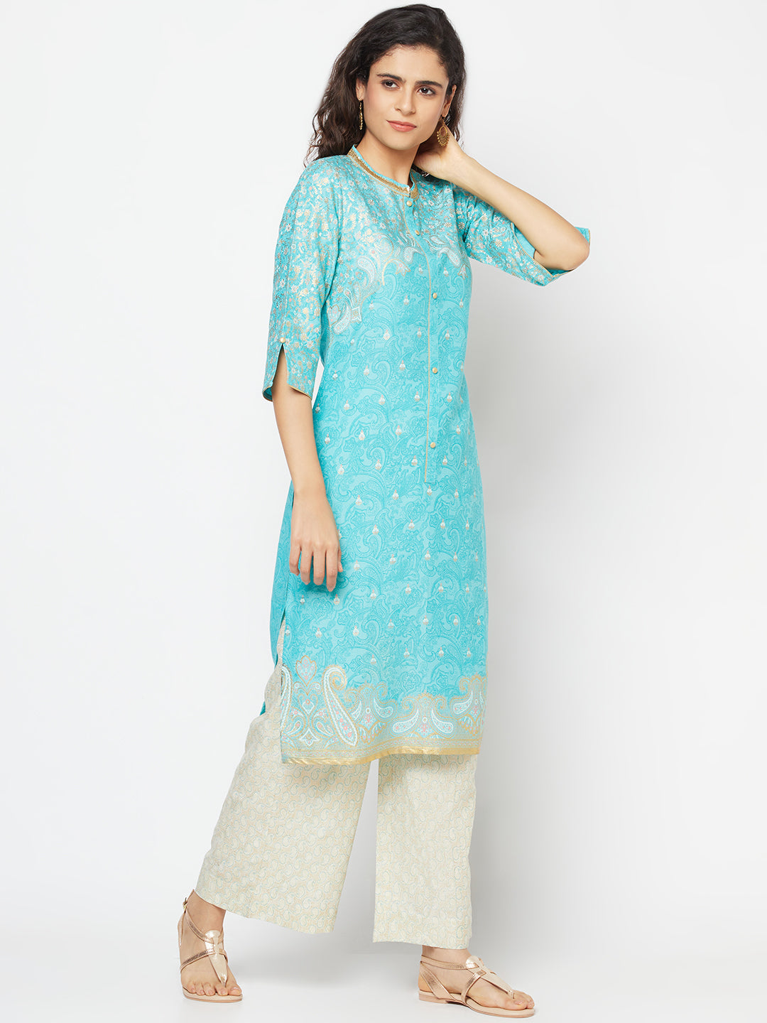 Blue Festive kurta and Palazzo Set