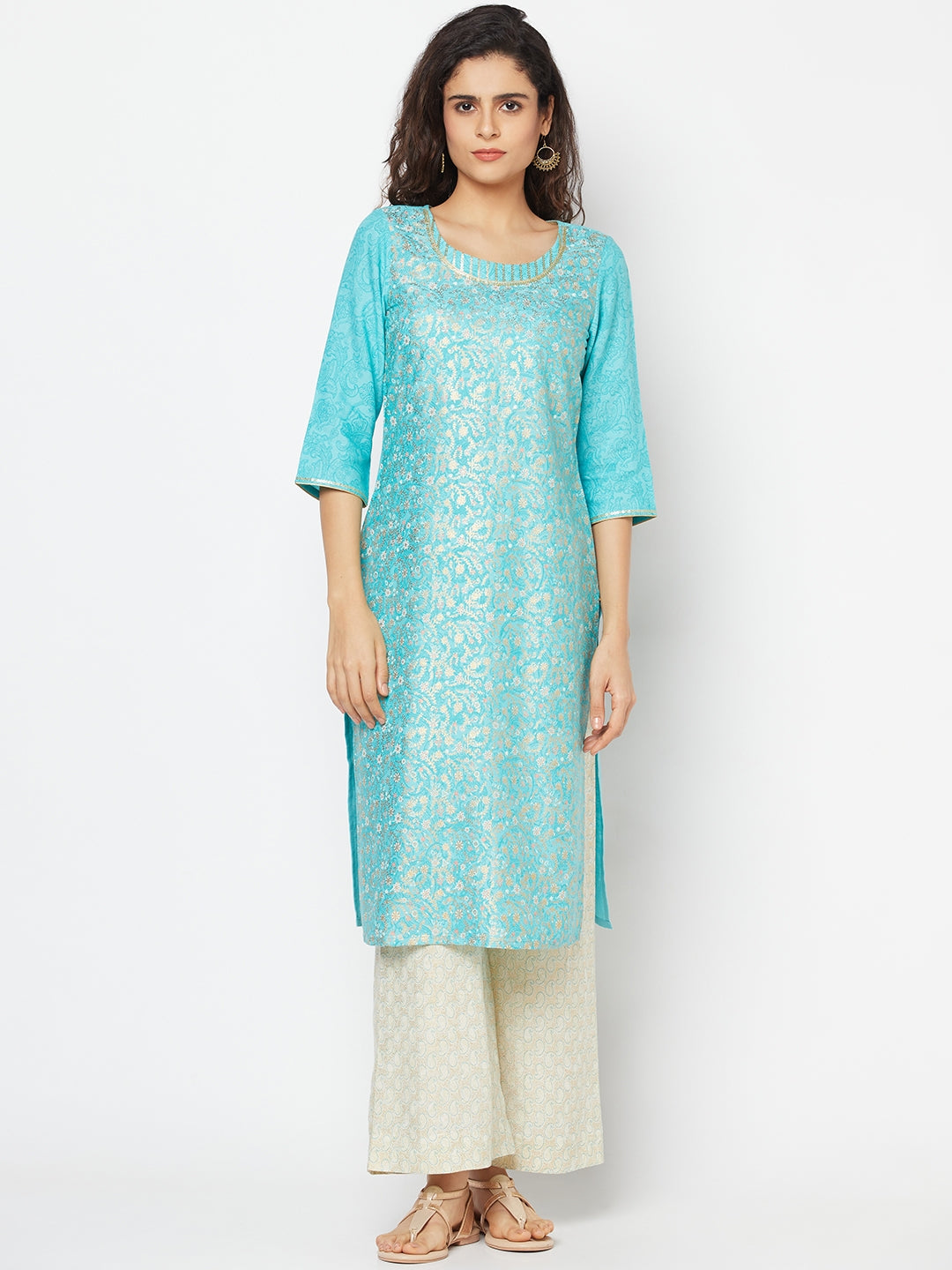 Blue Festive Kurta and Palazzo Set