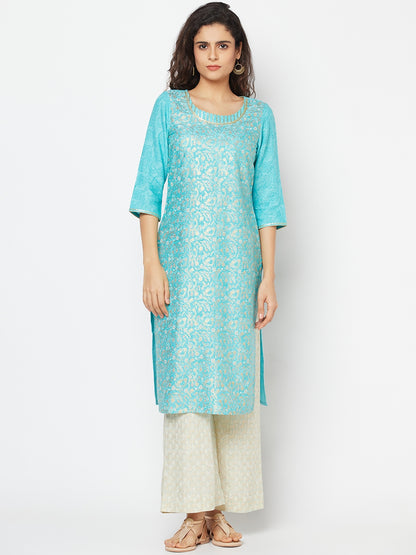 Blue Festive Kurta and Palazzo Set