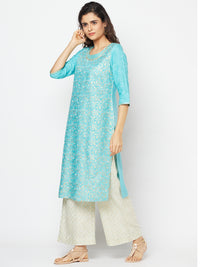 Blue Festive Kurta and Palazzo Set