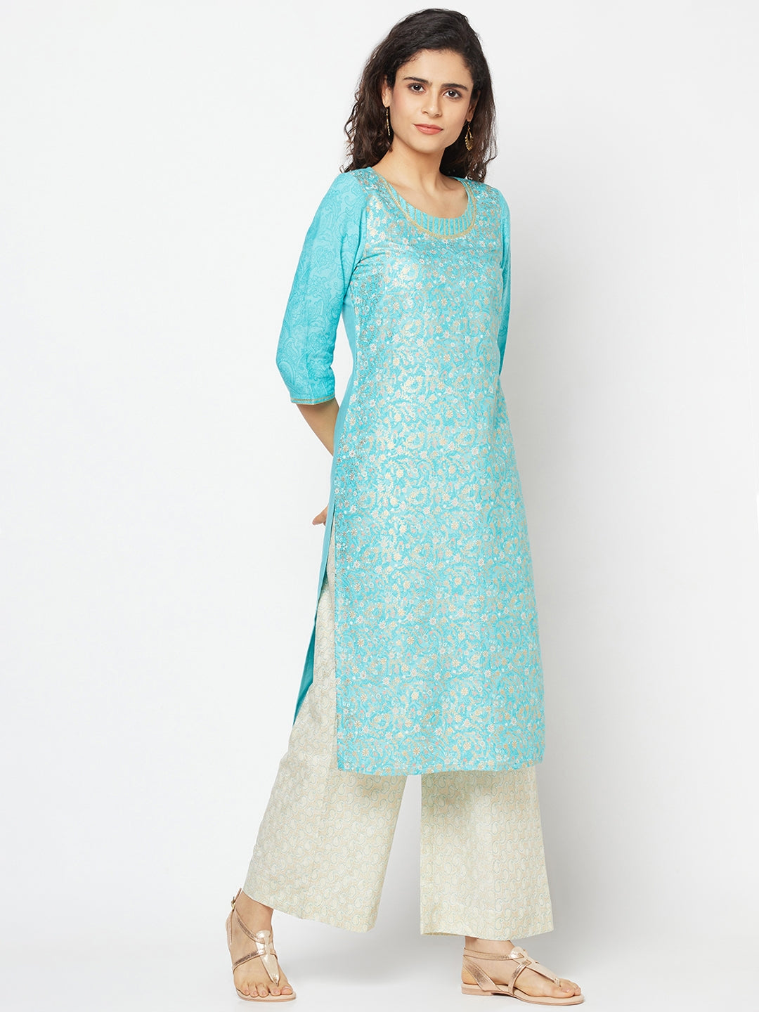 Blue Festive Kurta and Palazzo Set