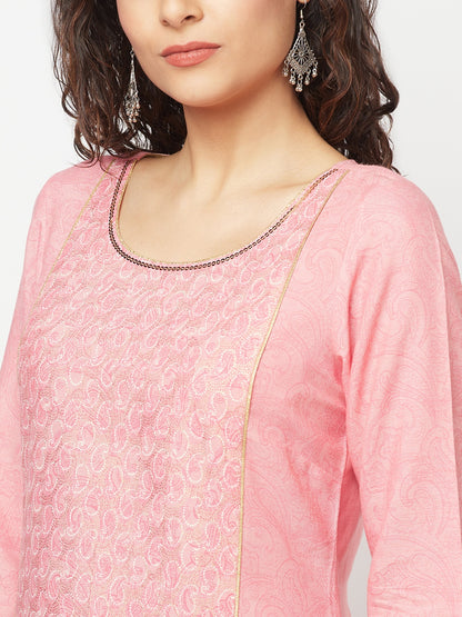 Pink Printed Kurta and Palazzo Set