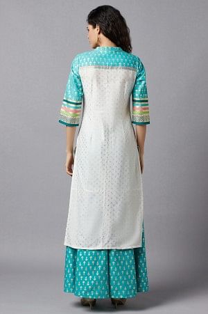 Green Festive kurta &amp; Semi Flared Palazzo