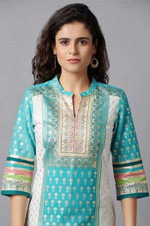 Green Festive kurta &amp; Semi Flared Palazzo