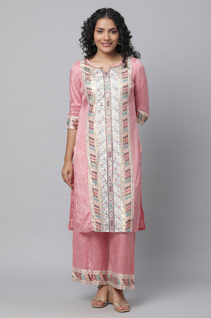 Pink Printed Liva kurta &amp; Palazzo Set