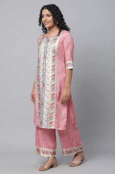 Pink Printed Liva kurta & Palazzo Set