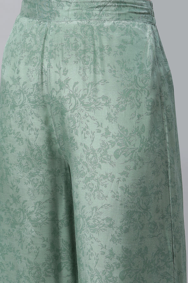 Green Printed kurta & Straight Pants Set