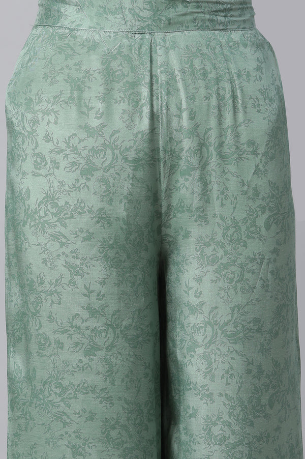 Green Printed kurta & Straight Pants Set
