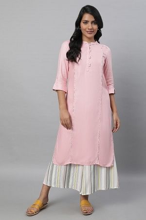 Baby Pink Solid kurta &amp; Culottes Set