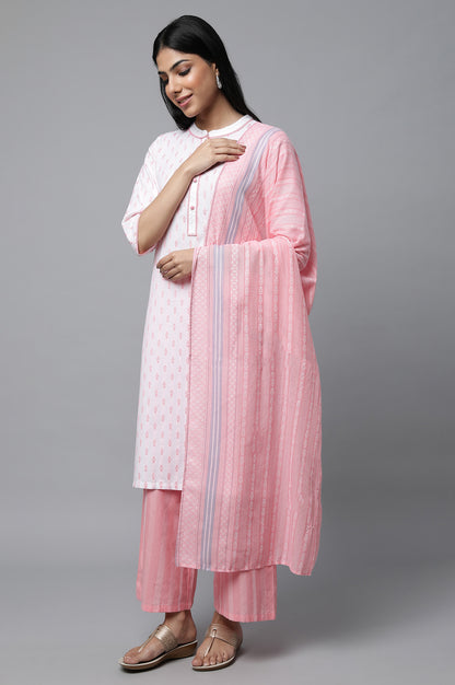 Pink Dobby kurta with Palazzo Set